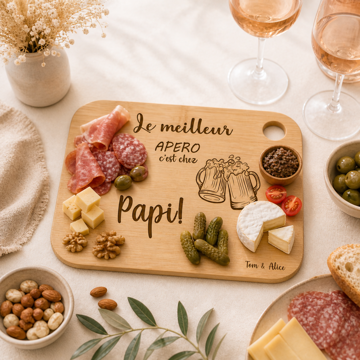 Plateau à apéro "Apéro chez papi" à personnaliser