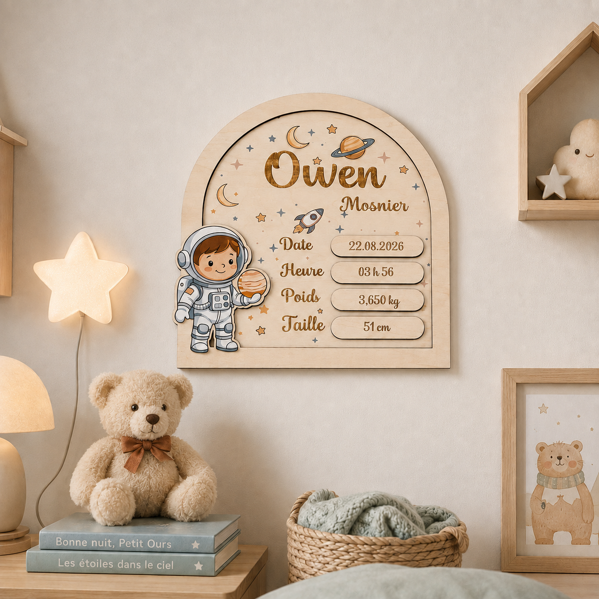 Plaque de naissance – Petit astronaute