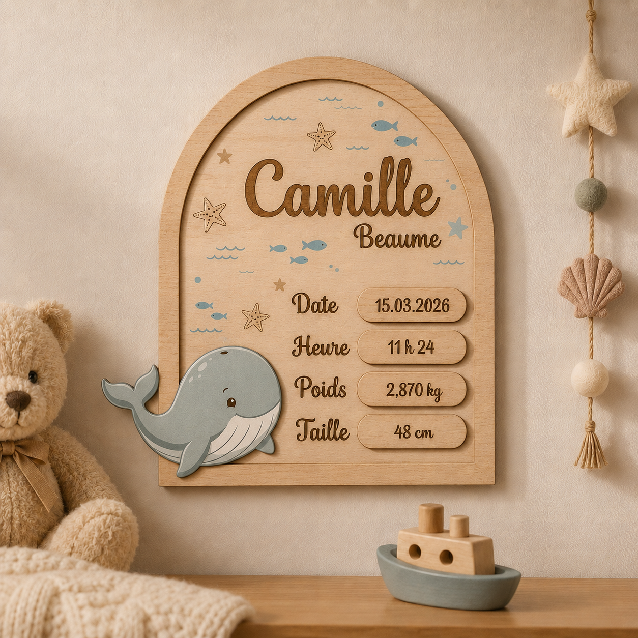 Plaque de naissance – Petite baleine