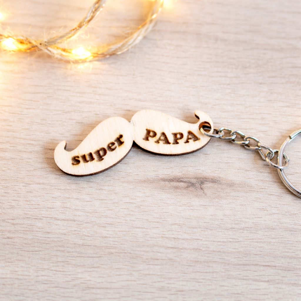 Porte clé "Moustache Super Papa"