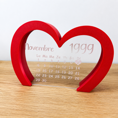 Cœur Calendrier Personnalisé en Plexiglas "Une Date Pour Toujours"