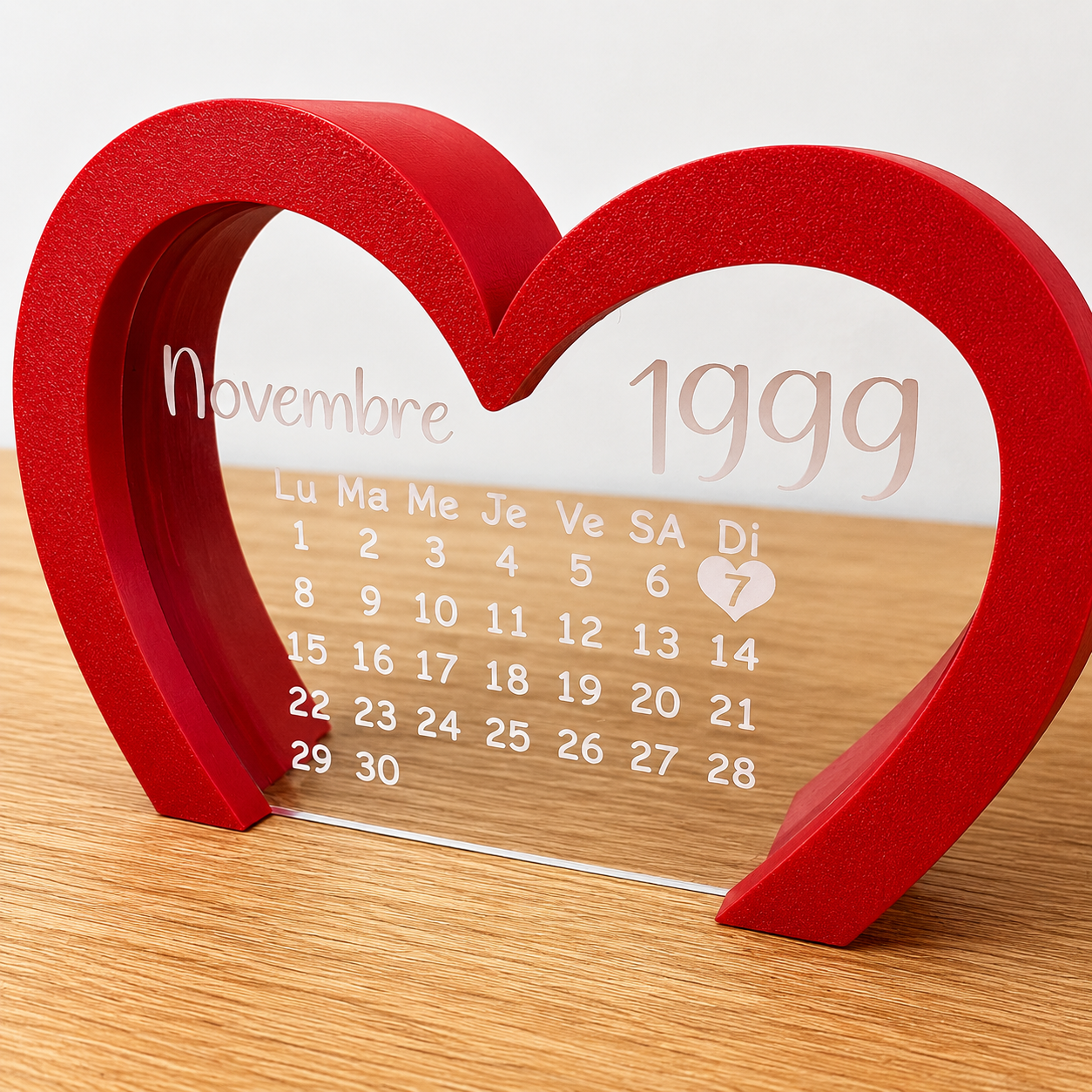 Cœur Calendrier Personnalisé en Plexiglas "Une Date Pour Toujours"