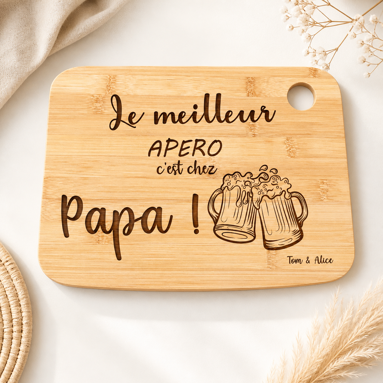 Plateau à apéro "Apéro chez papa" à personnaliser