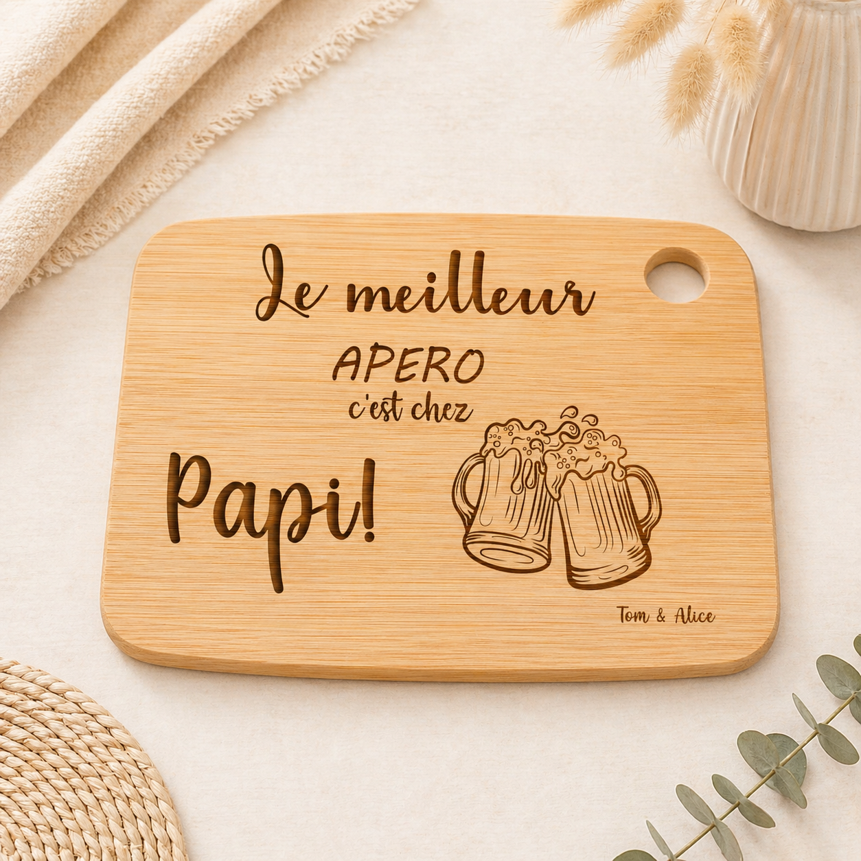 Plateau à apéro "Apéro chez papi" à personnaliser