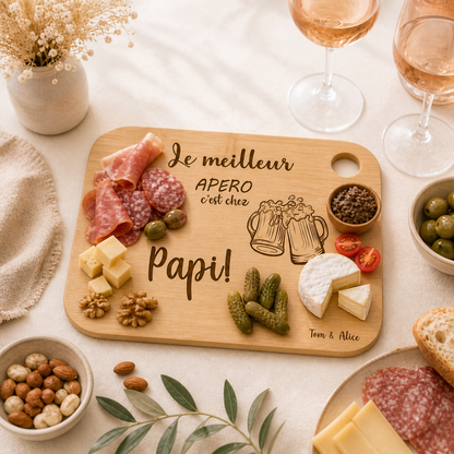 Plateau à apéro "Apéro chez papi" à personnaliser