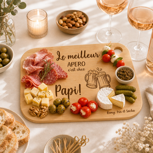 Plateau à apéro "Apéro chez papi" à personnaliser