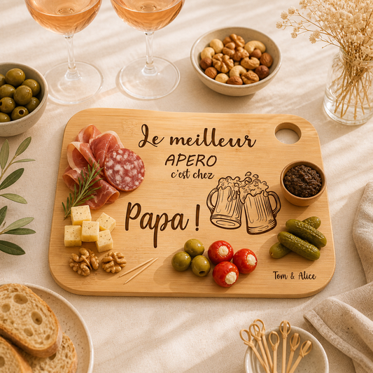 Plateau à apéro "Apéro chez papa" à personnaliser