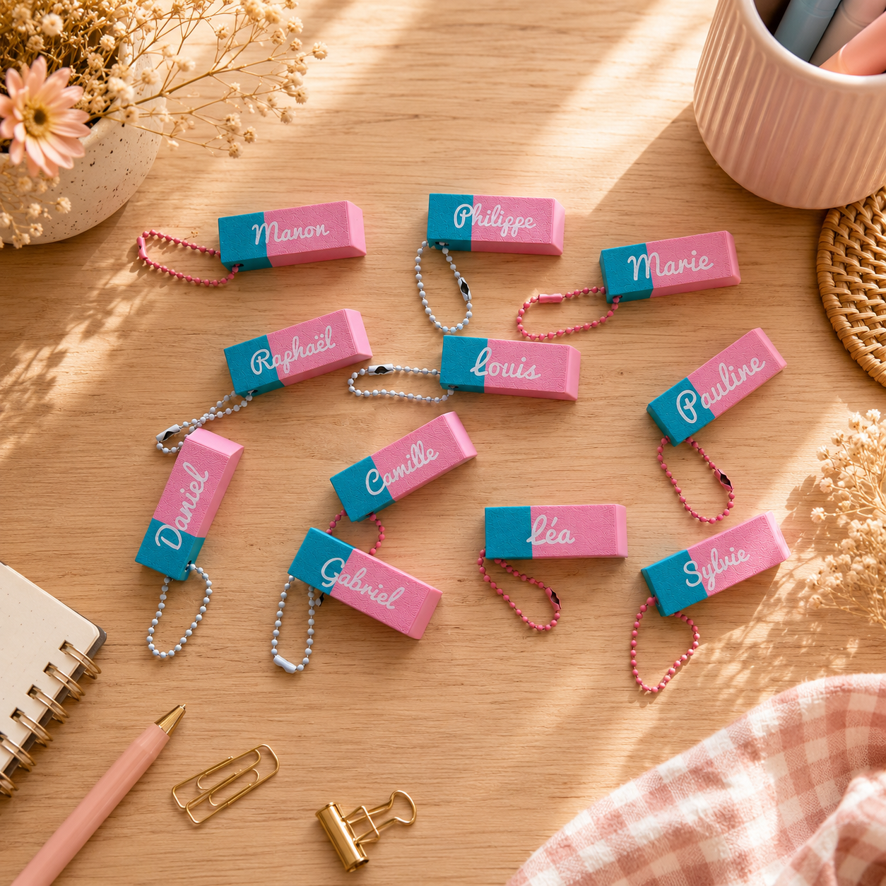 Porte-clés Gomme Personnalisée – Collection Fin d’Année Scolaire