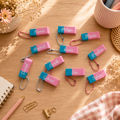 Porte-clés Gomme Personnalisée – Collection Fin d’Année Scolaire
