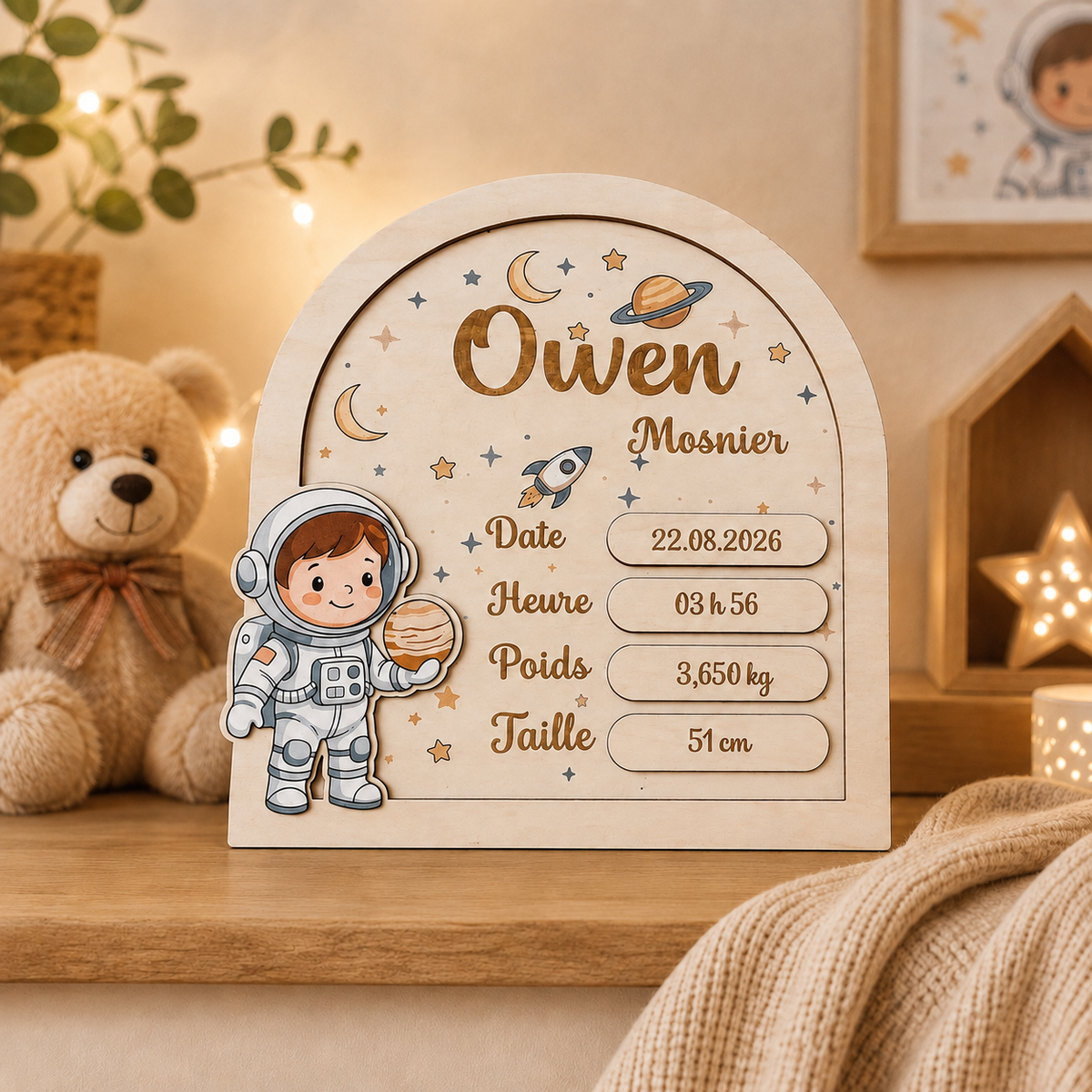Plaque de naissance – Petit astronaute