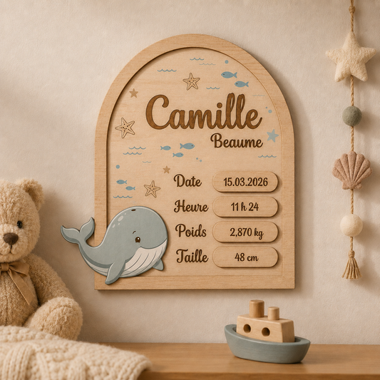 Plaque de naissance – Petite baleine