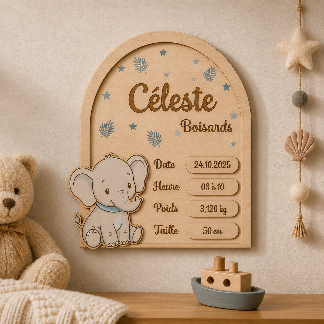 Plaque de naissance  – Petit éléphant