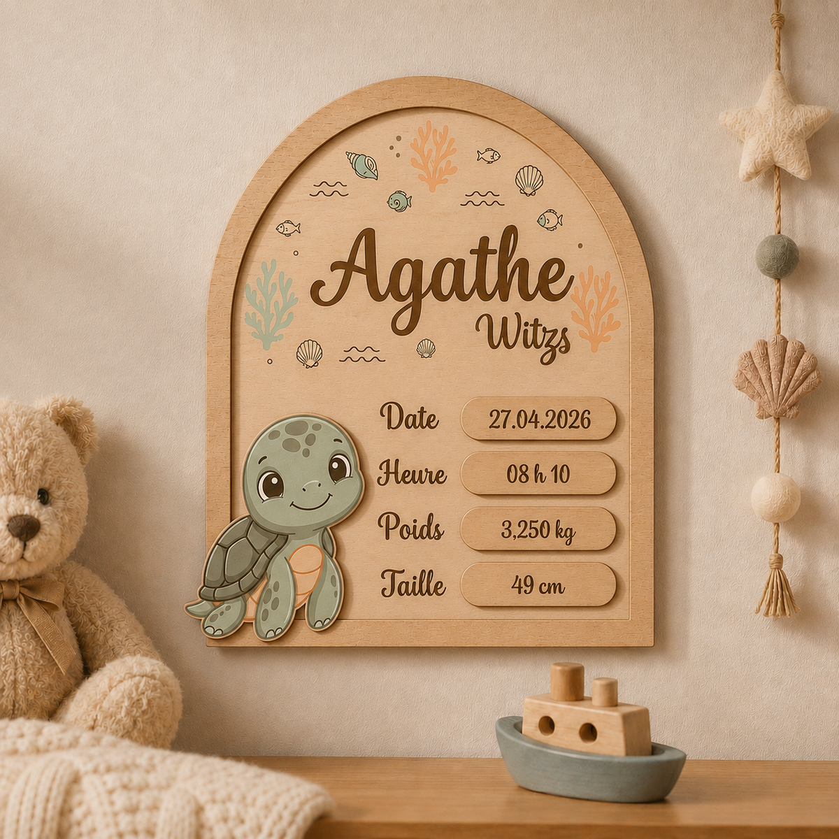 Plaque de naissance  – Petite Tortue de mer