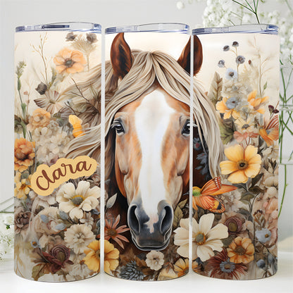 Tumbler isotherme "Cheval fleur" personnalisable