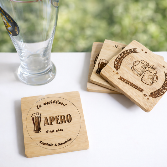 Sous verres bambou personnalisables