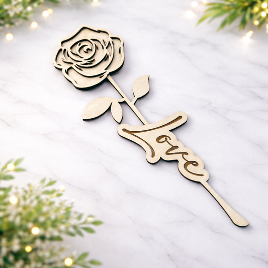 Rose en bois "love"