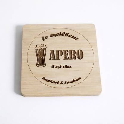 Sous verres bambou personnalisables