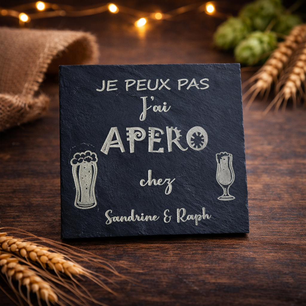 Sous verres en ardoise personnalisables