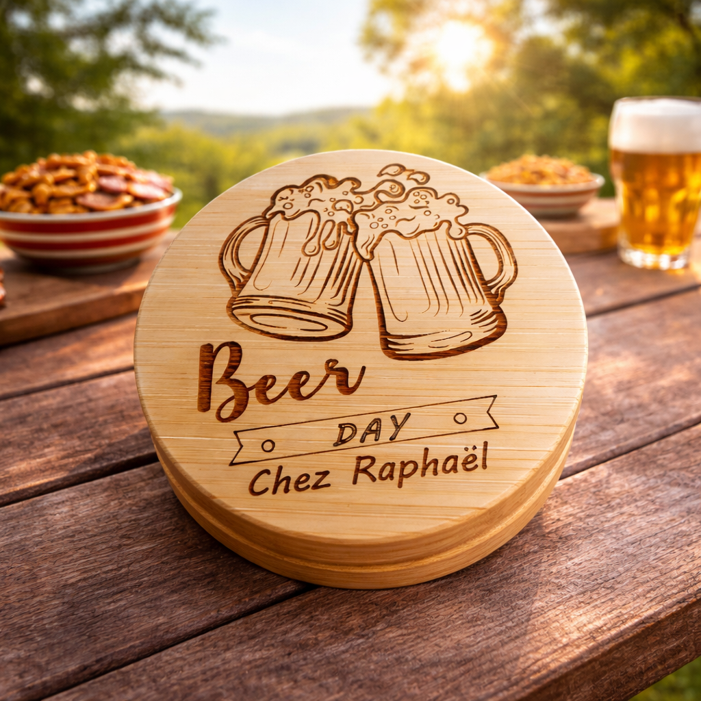 Sous verres bambou rond personnalisables