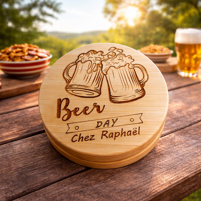 Sous verres bambou rond personnalisables