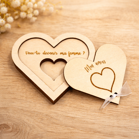 Boite demande en mariage en forme de coeur