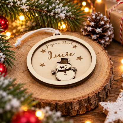 Suspension de Noël personnalisée – Bonhomme de neige