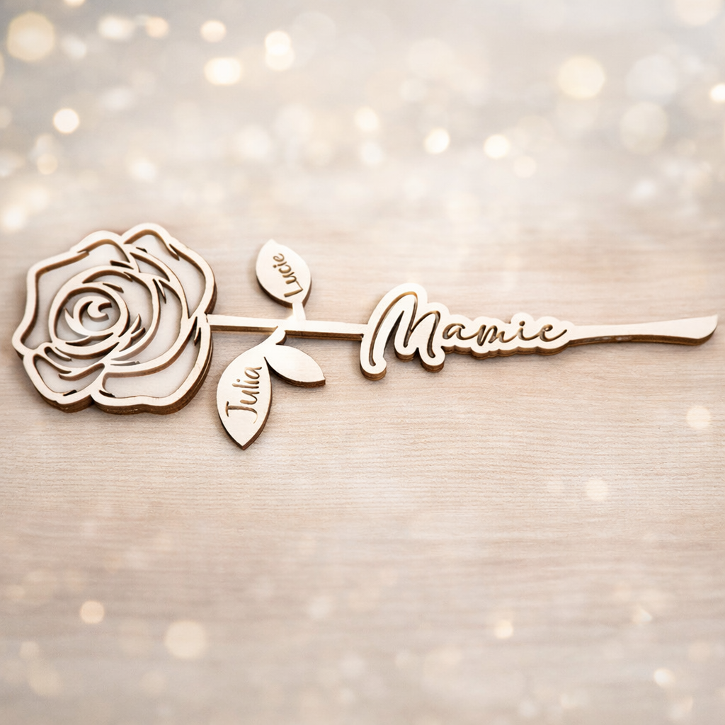 Rose en bois personnalisable "Mamie"