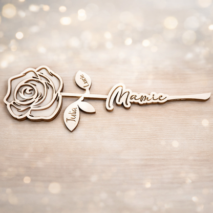 Rose en bois personnalisable "Mamie"