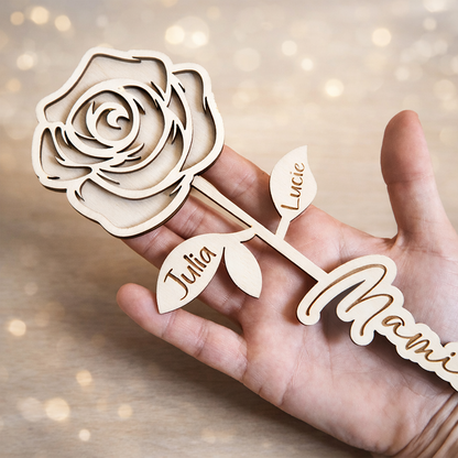 Rose en bois personnalisable "Mamie"
