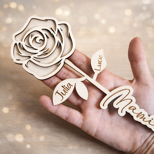 Rose en bois personnalisable "Mamie"