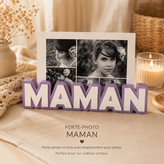 Porte-photo magnétique MAMAN Violet Parme & Blanc