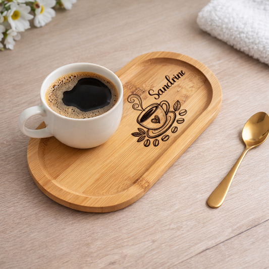 Plateau à café personnalisé en bois