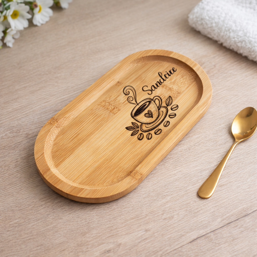 Plateau à café personnalisé en bois