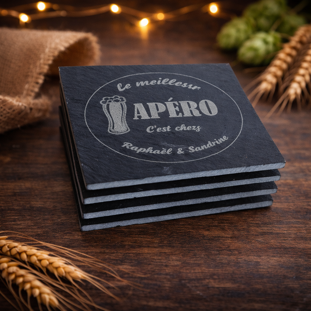 Sous verres en ardoise personnalisables