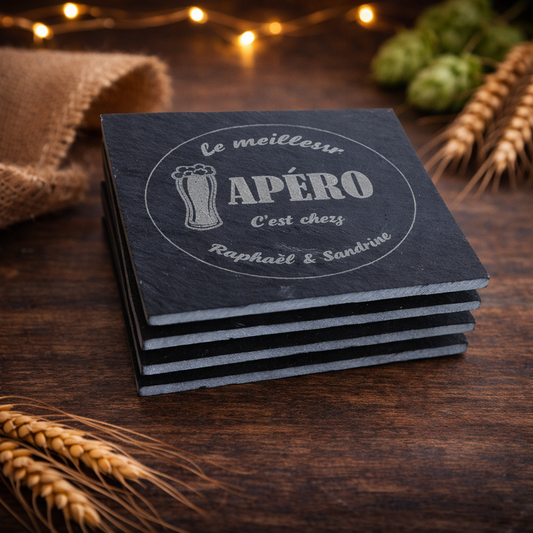 Sous verres en ardoise personnalisables