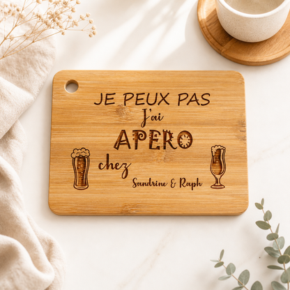 Plateau à apéro "Je peux pas j'ai apéro" à personnaliser