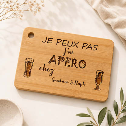 Plateau à apéro "Je peux pas j'ai apéro" à personnaliser