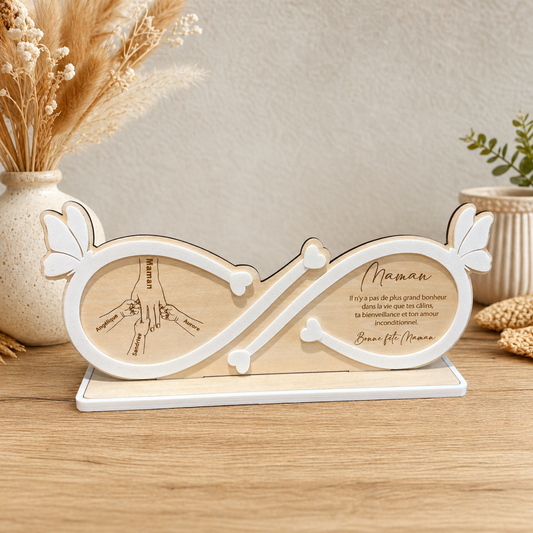 Plaque Infinity Maman Personnalisée – Cadeau Unique avec Prénoms des Enfants
